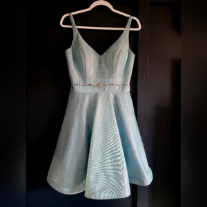 Ellie Wilde Mon Cheri Sleeveless Beaded Fit & Flare A-line Glitter Mini Dress 8